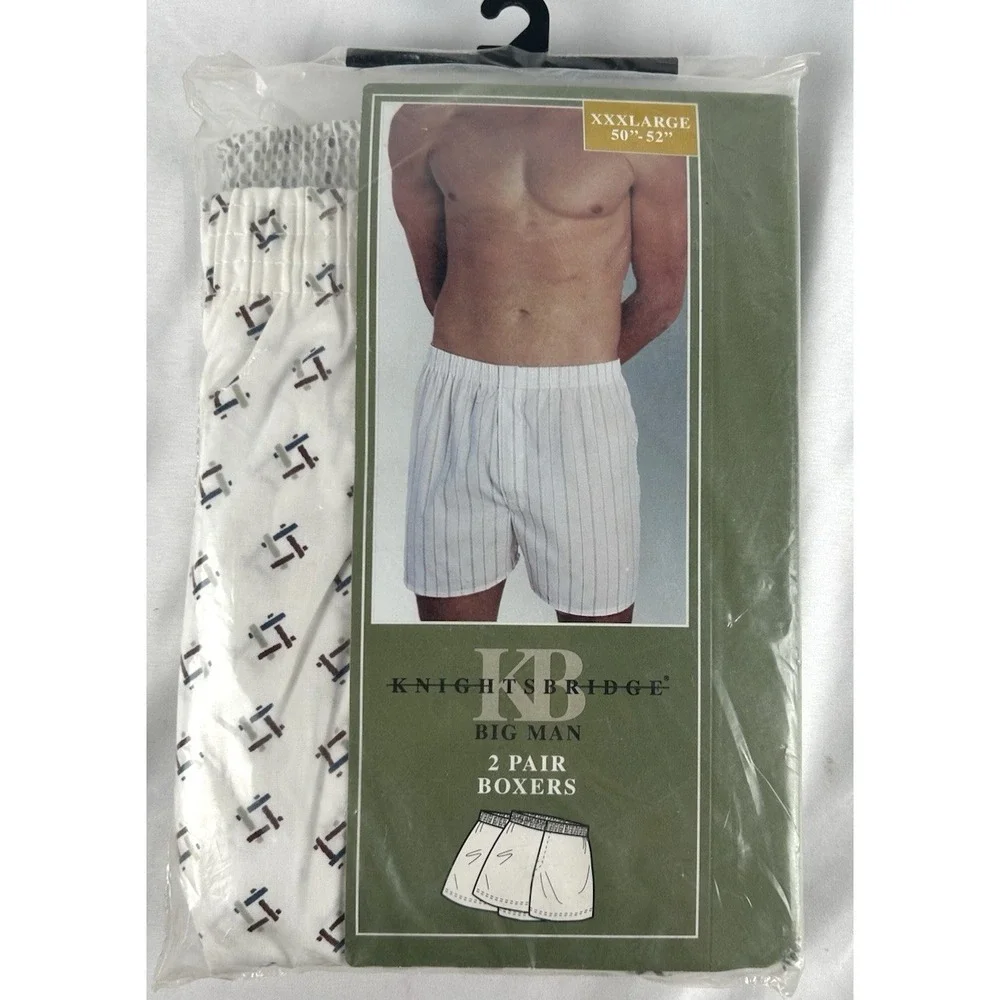 NEW Vtg Knights Bridge 2 Pairs Boxers Underwear XXXLarge 3X Big Men 50-52 Shorts